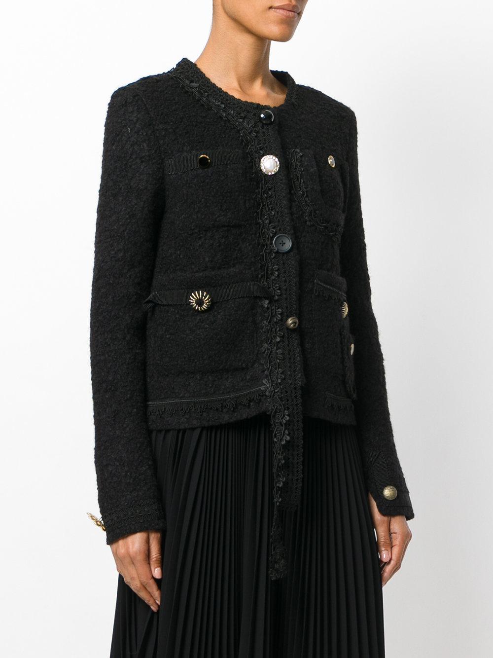 Erika Cavallini Semi Couture Fitted Lace Appliqué Jacket in Black - Lyst