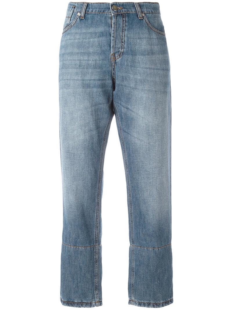 cropped blue jeans