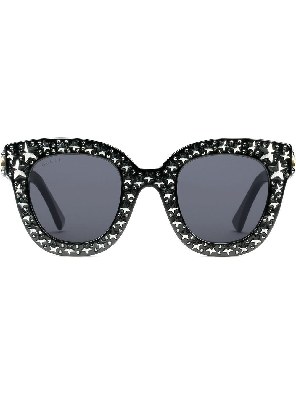 Gucci Star Embellished Sunglasses in Black - Lyst