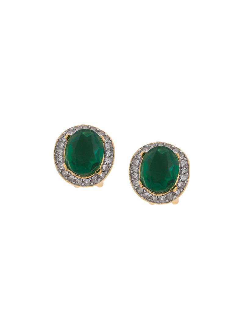 Lyst Kenneth Jay Lane Embellished Stud Earrings In Green Kenneth Jay Lane Women S Green Embellished Stud Earrings