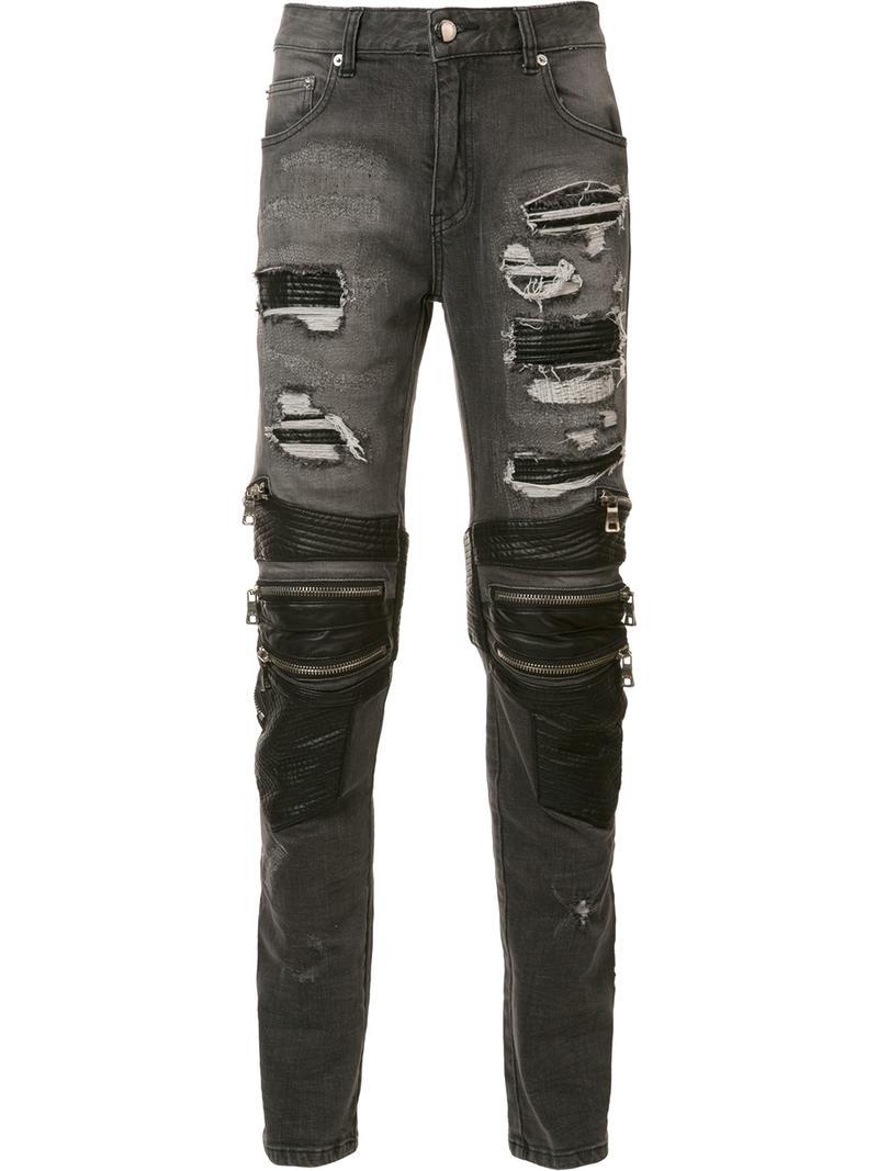 God's Masterful Children Zipped Ripped Skinny Jeans in Black for Men - Lyst