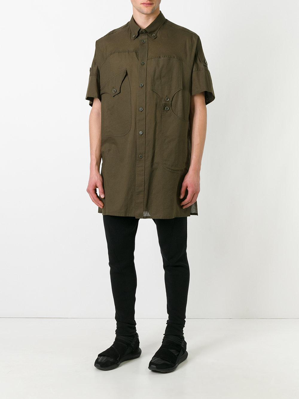 Lyst - Yohji Yamamoto Asymmetric Pocket Shirt in Green for Men