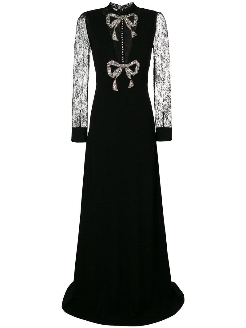 Lyst Gucci Crystal Bow Dress In Black Gucci Women S Black Crystal Bow Dress