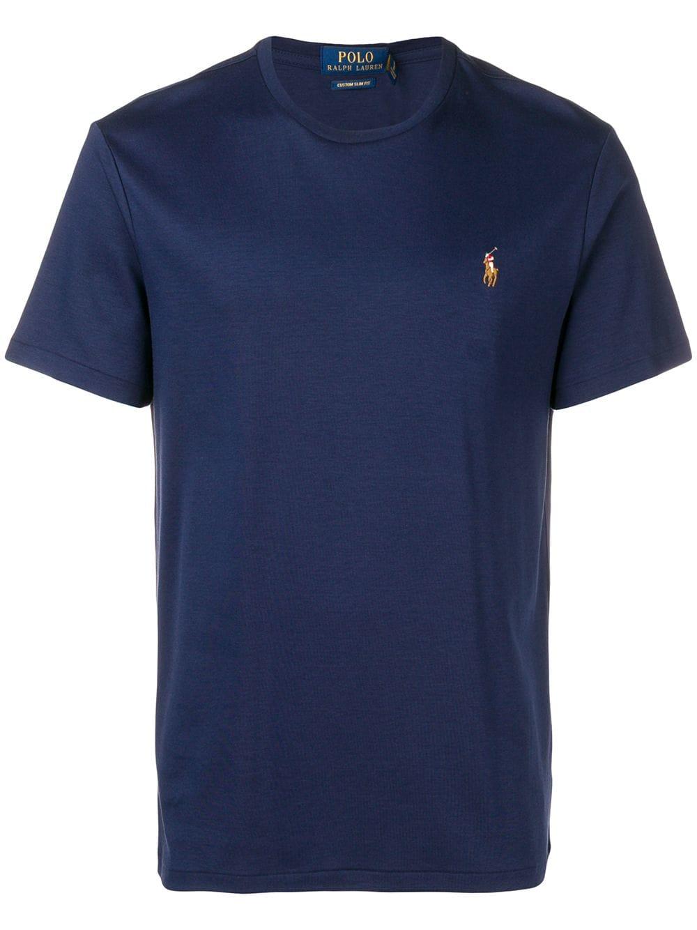Polo Ralph Lauren Embroidered Logo T-shirt in Blue for Men - Lyst