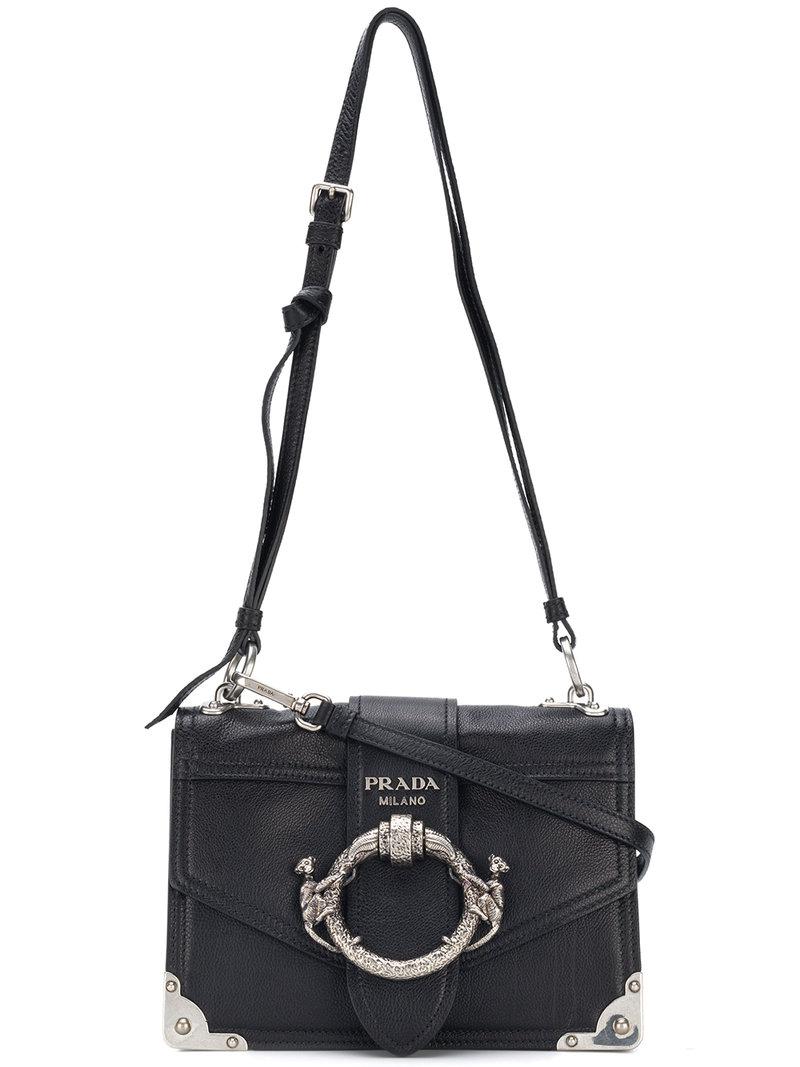 Lyst Sac Porté Cahier Coloris Épaule Noir Prada Animalier En DI2WEH9