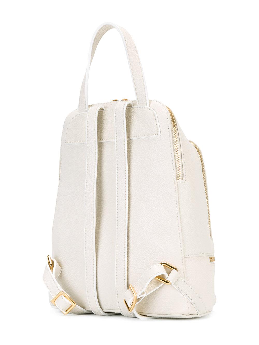 Lyst - Baldinini Gold-tone Zips Backpack in White