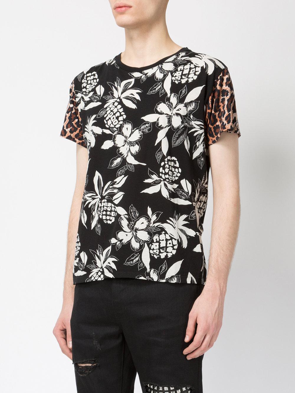 Saint Laurent Pineapple Print T-shirt in Black for Men - Lyst