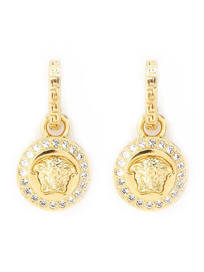 versace greca and medusa drop earrings