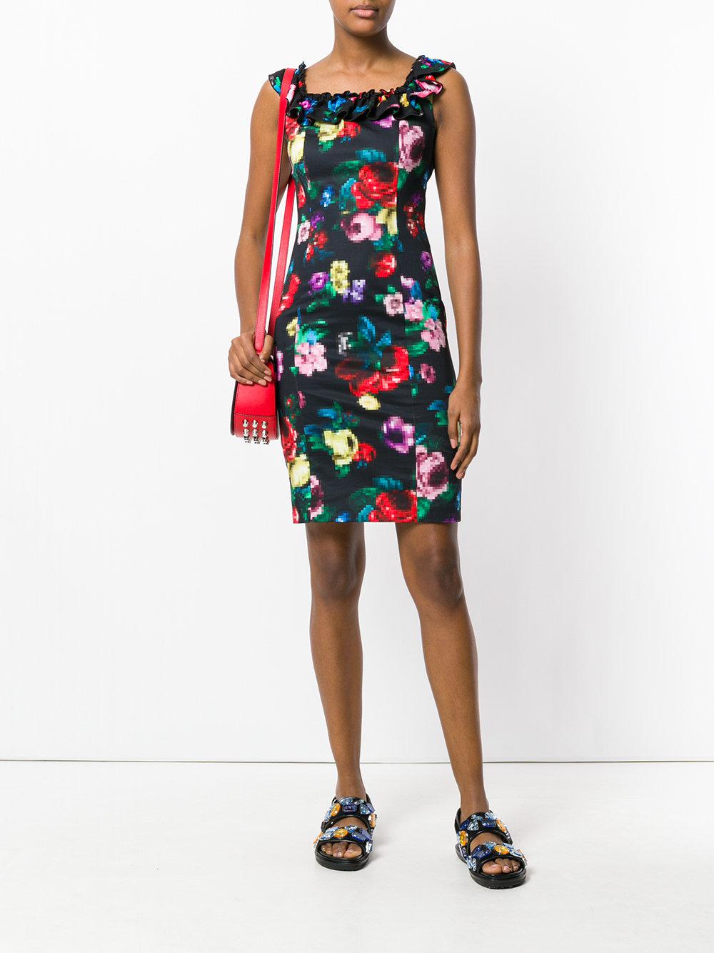 Lyst - Love Moschino Pixilated Flower Dress in Black