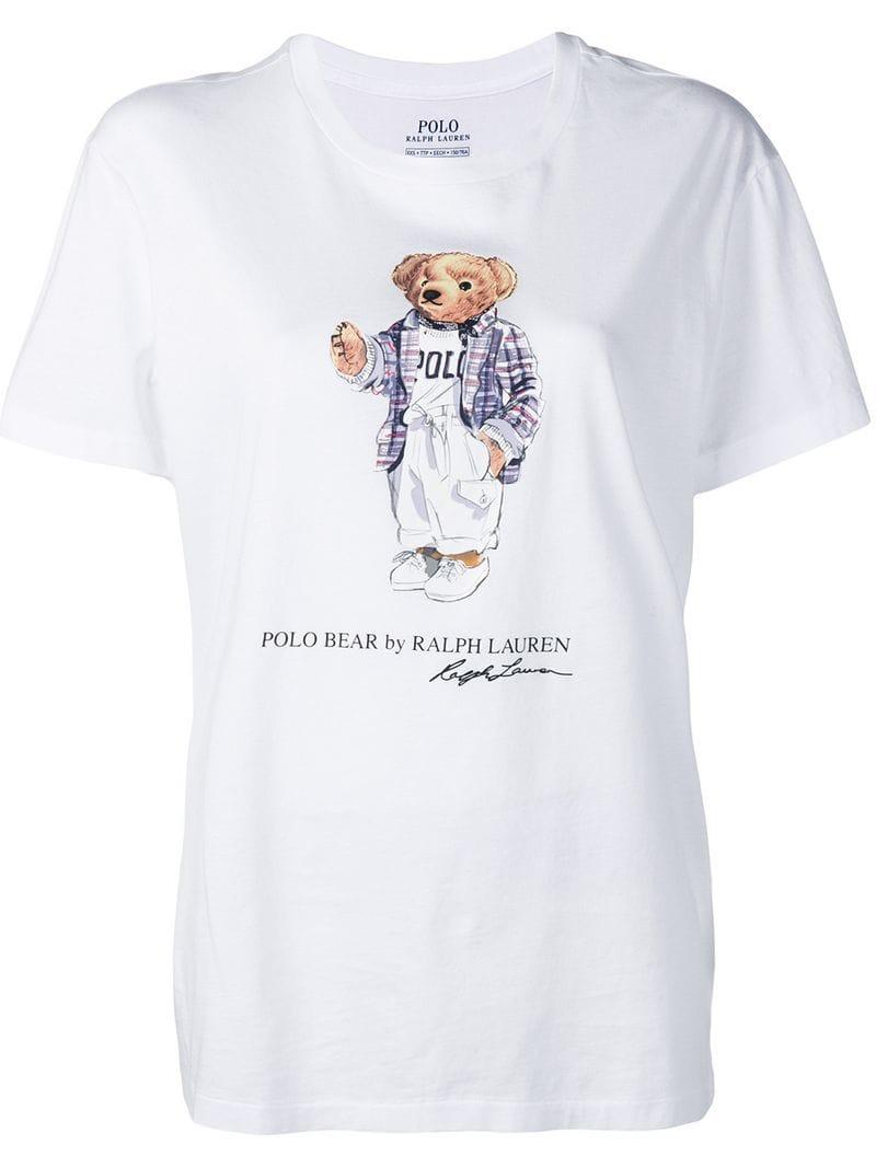 T Polo Shirt Ralph White Lyst Lauren Bear In Printed WEIYDH92