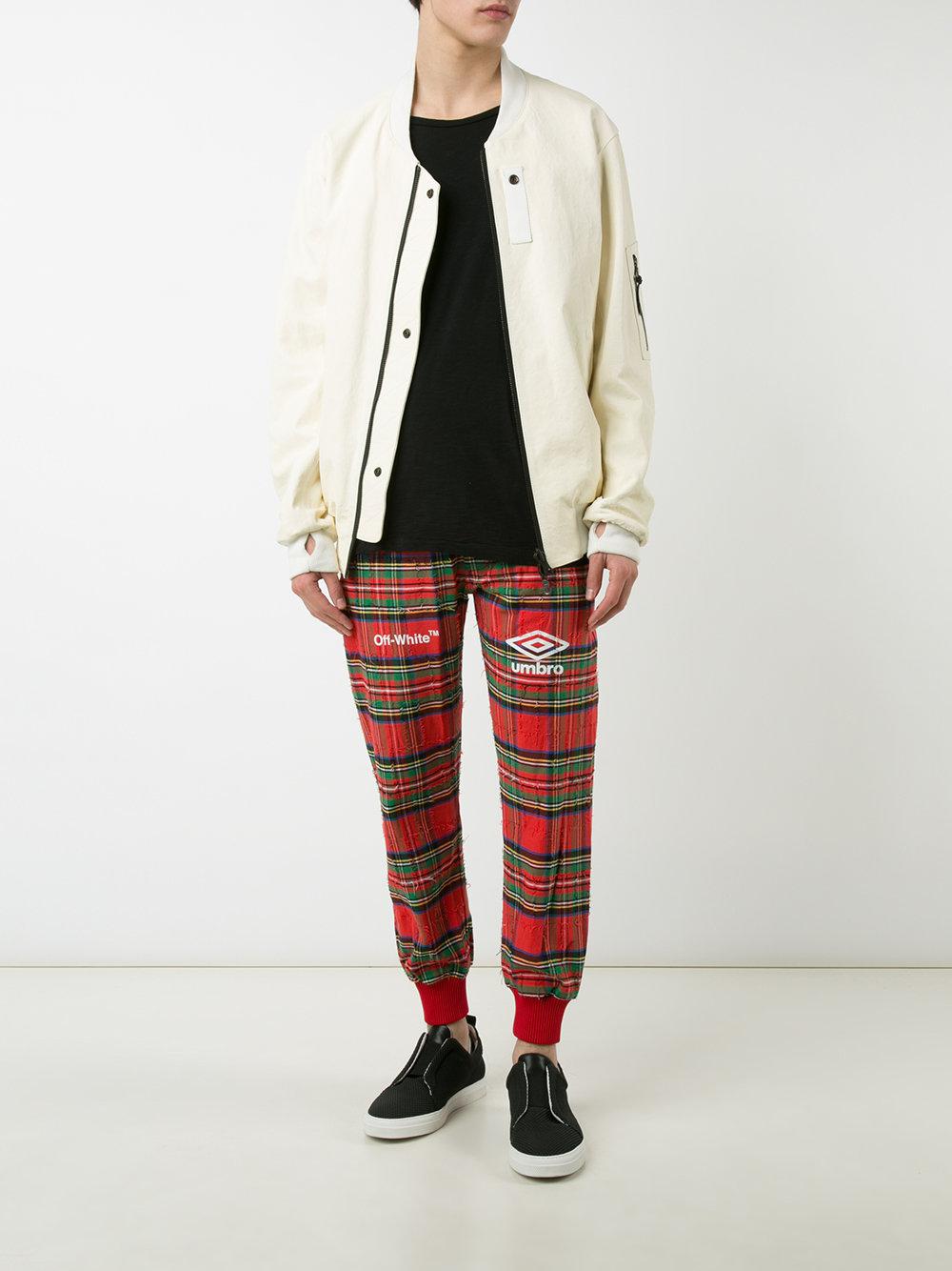 red plaid track pants mens