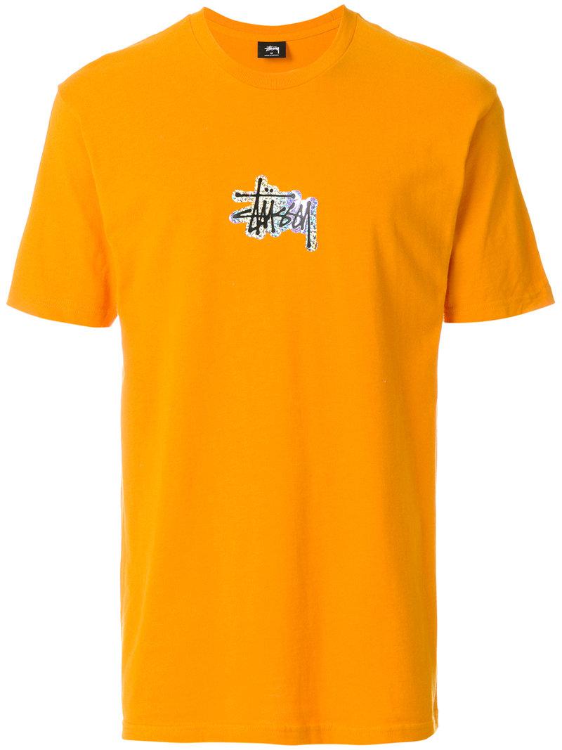 Lyst - Stussy Logo Print T-shirt in Orange for Men