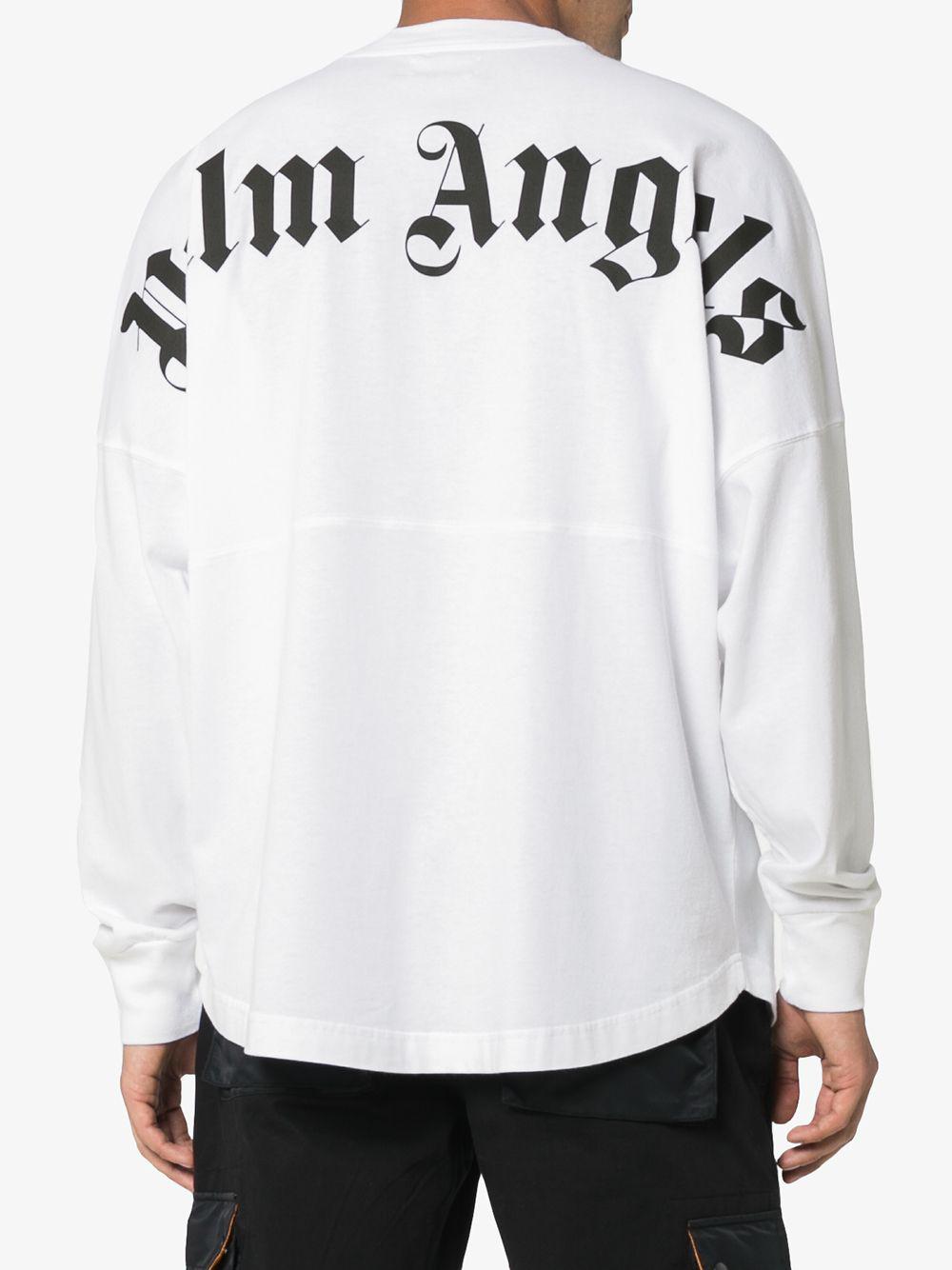 Palm Angels Logo Print Long Sleeve Cotton Top in White for Men - Lyst