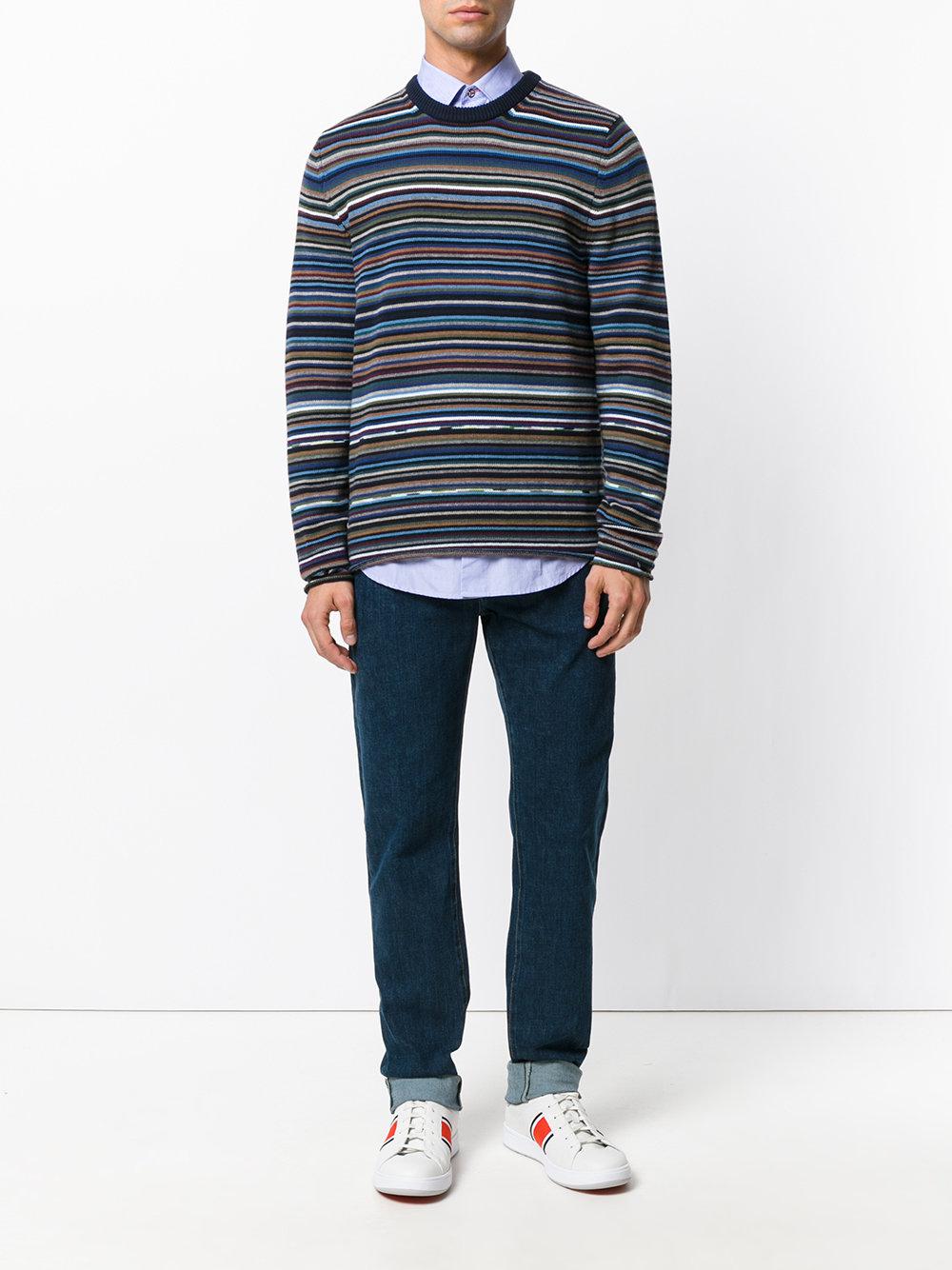 Lyst - Ps By Paul Smith Striped Knit Jumper in Blue for Men