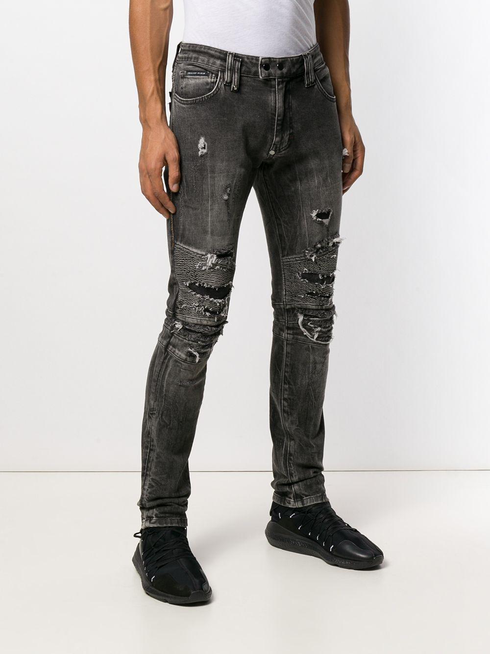 Lyst - Philipp Plein Distressed Skinny Jeans in Gray for Men
