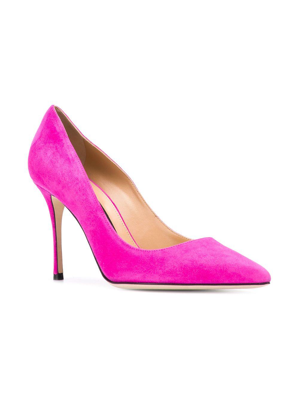 Sergio Rossi Suede Godiva Pointed Pumps in Pink - Lyst