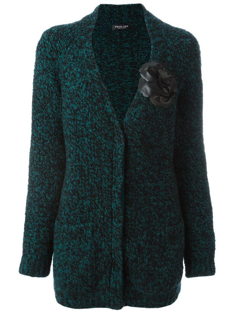 Green cardigan with elbow patches around eye romwe