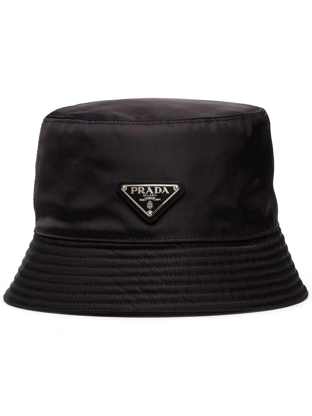 Prada Logo Plaque Bucket Hat in Black for Men - Lyst