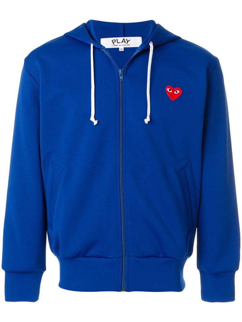 Lyst - Comme Des Garçons Play Zipped Heart Logo Hoodie in Blue for Men ...