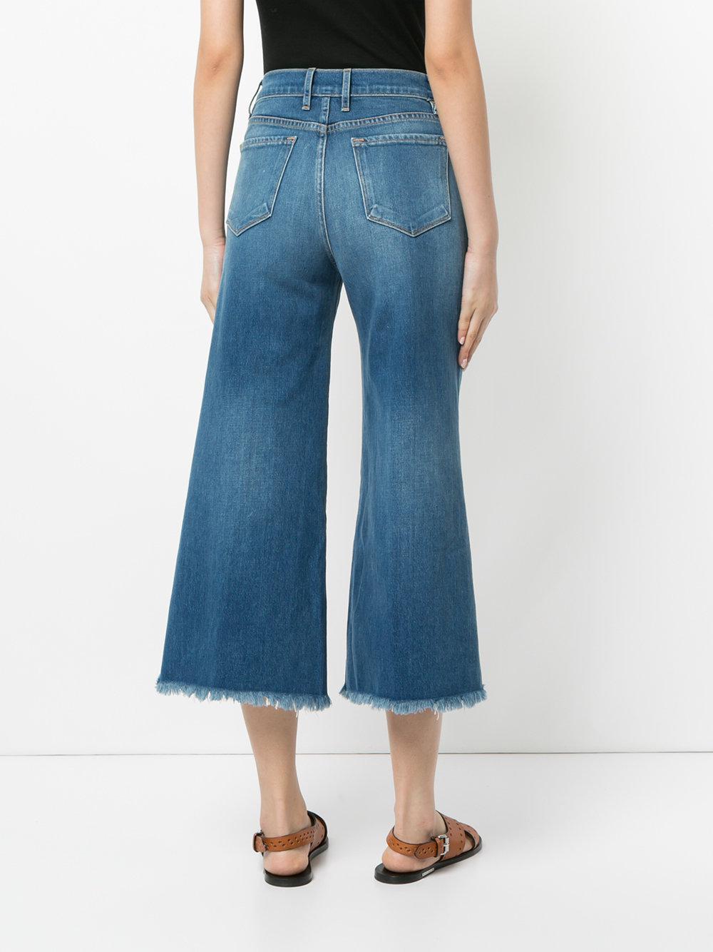Lyst - Frame Le Palazzo Raw Edge Crop Jeans in Blue