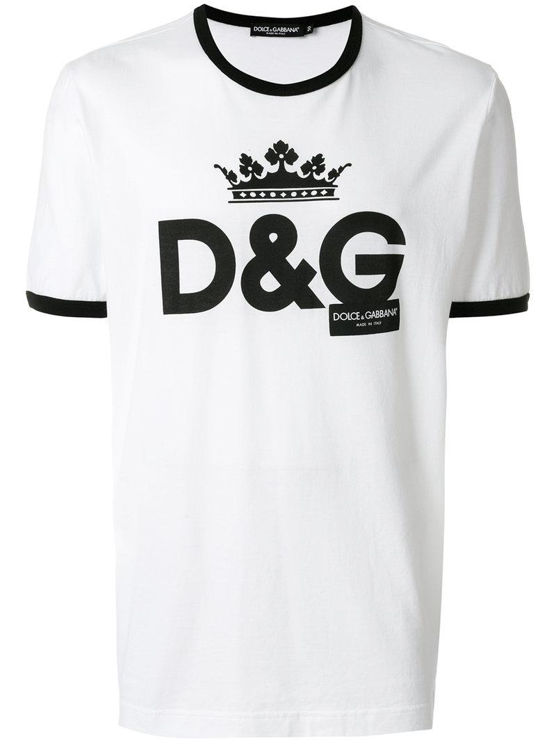 Lyst - Dolce & Gabbana Crew Neck Logo T-shirt in White for Men - Save 40%