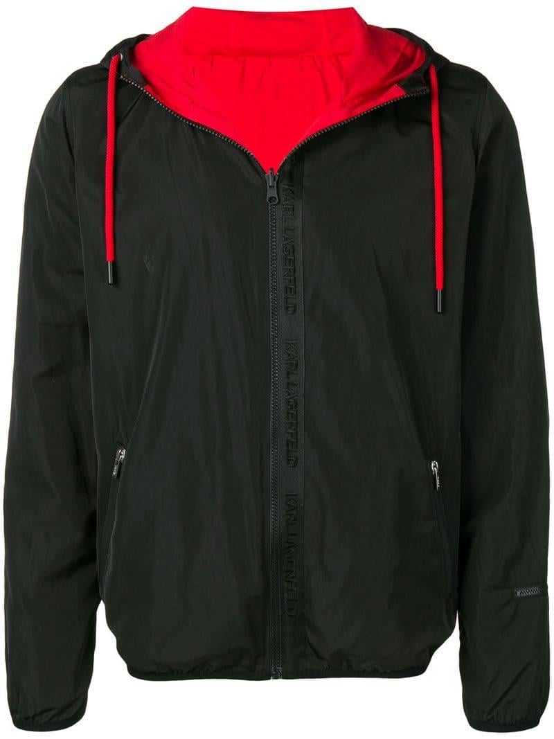 Karl Lagerfeld Reversible Rain Jacket in Black for Men - Lyst