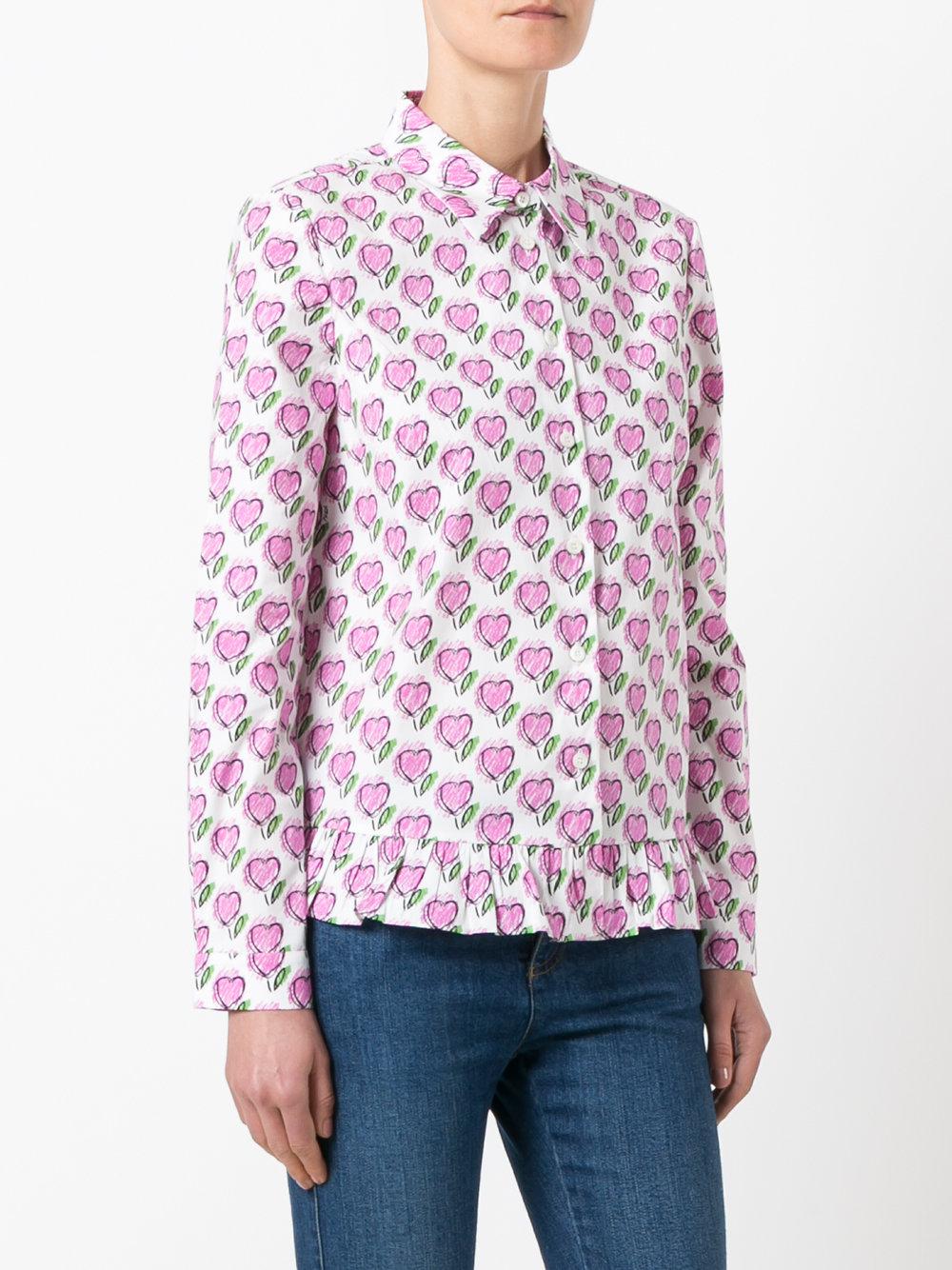 Prada - Heart Print Shirt - Women - Cotton/spandex/elastane - 42 in ...