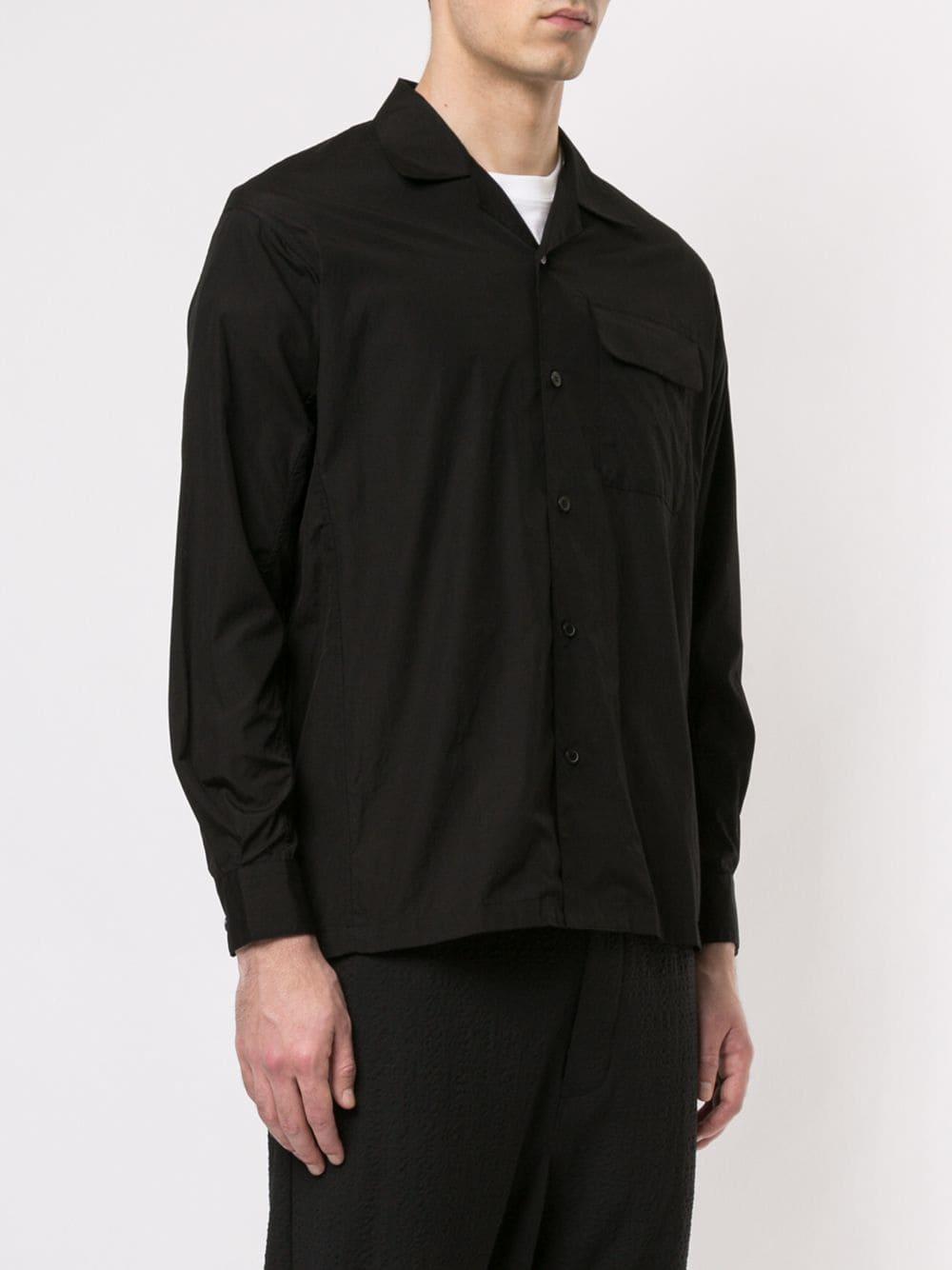 Yohji Yamamoto Cuban Collar Shirt in Black for Men - Lyst