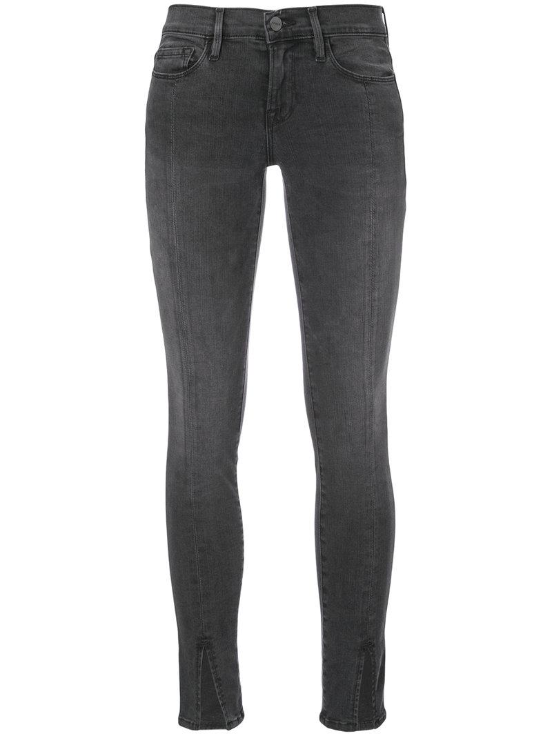 Lyst Frame Front Slit Jeans in Black