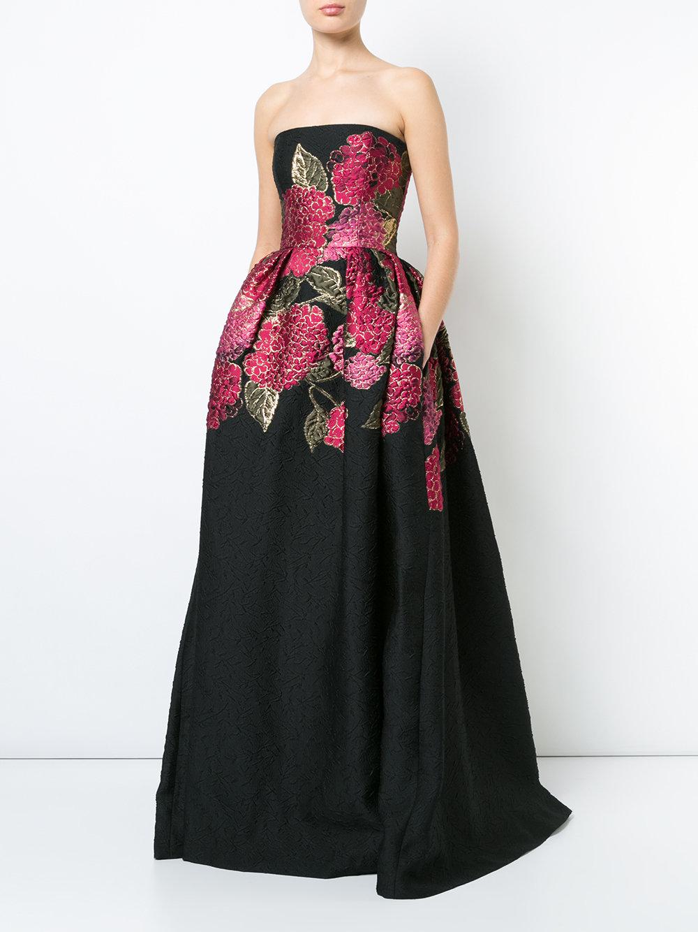 Lyst - Carolina Herrera Floral Bouquet Ball Gown in Black