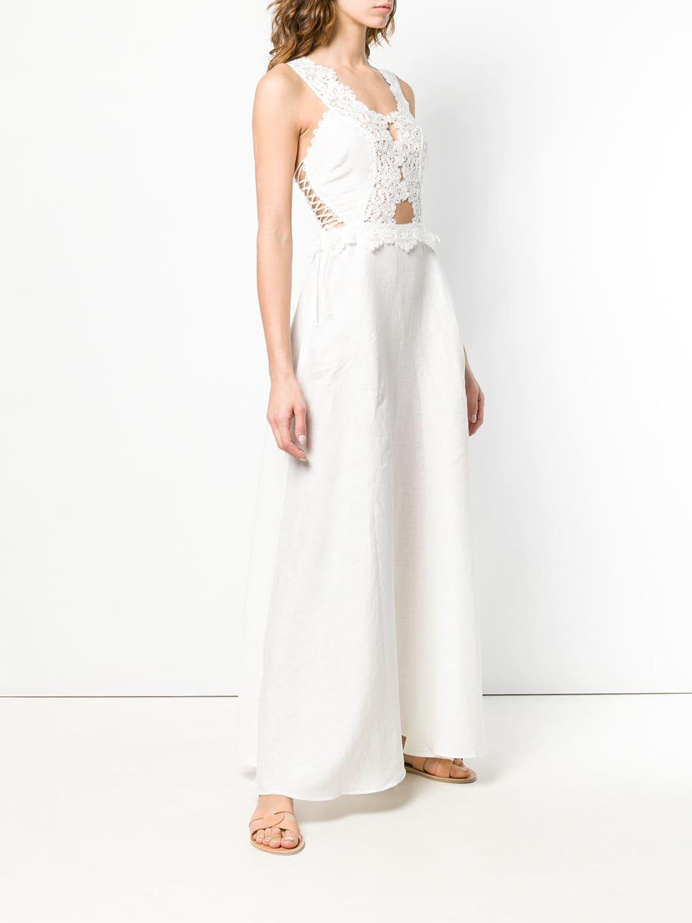 Ermanno Scervino Embroidered Lace Bodice Dress in White - Lyst