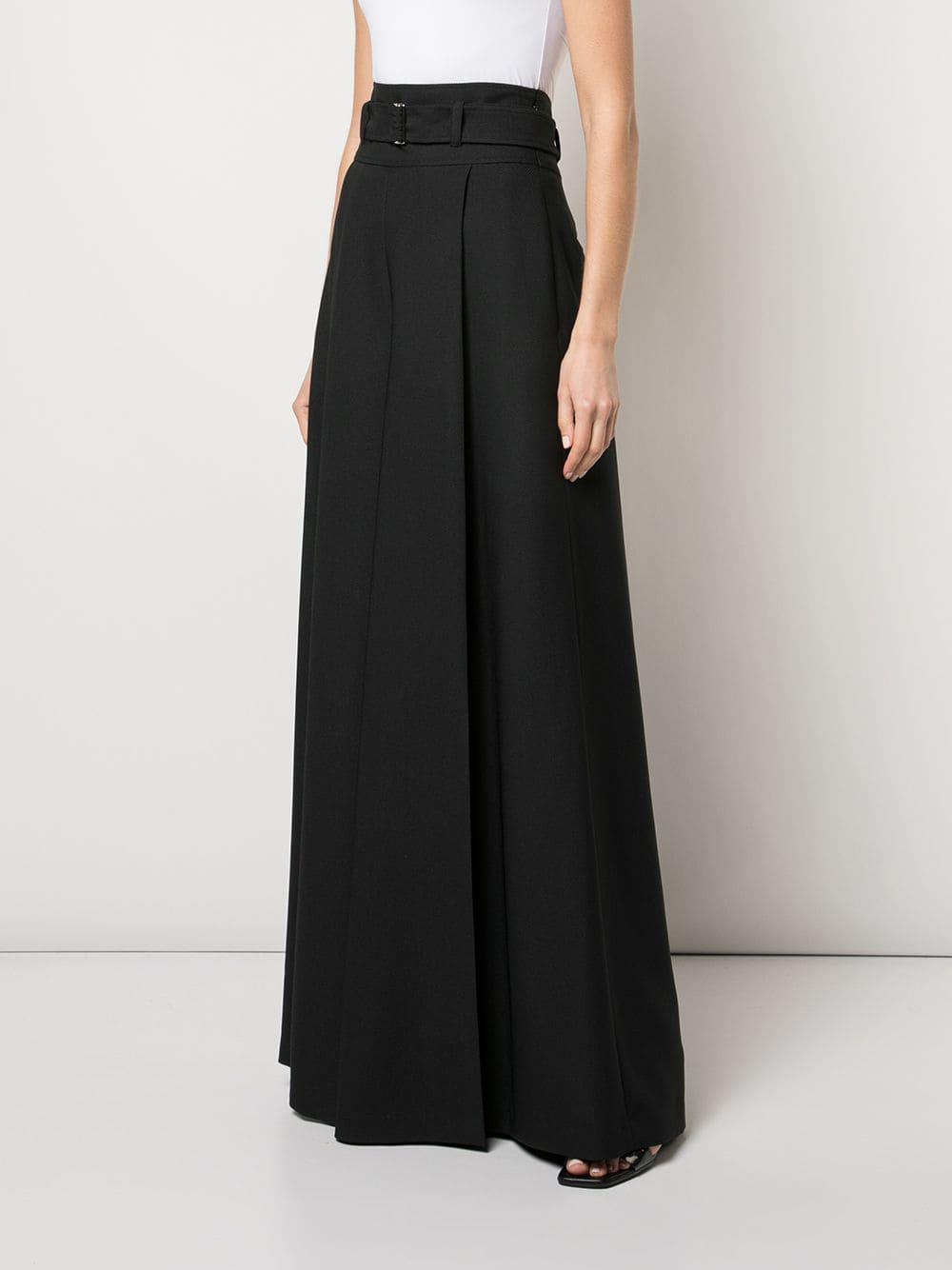 ADEAM Belted Extra Wide Leg Trousers in Black - Lyst