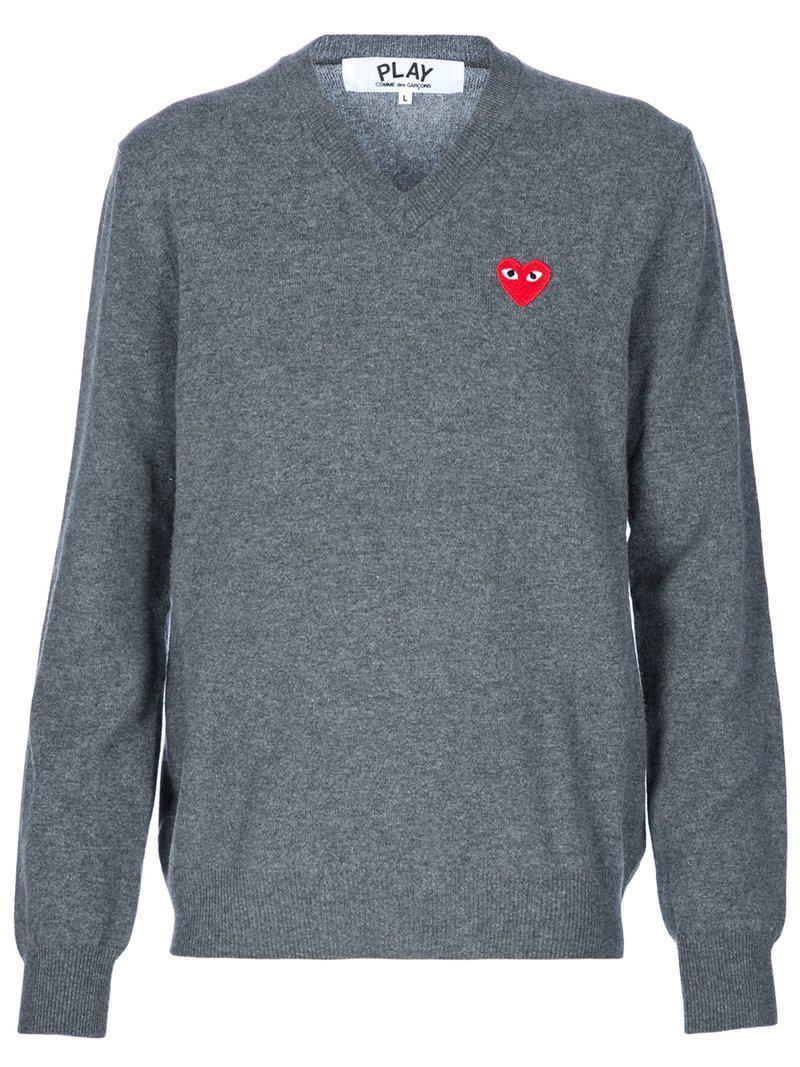 Lyst - Play comme des garçons Embroidered Heart Jumper in Gray for Men