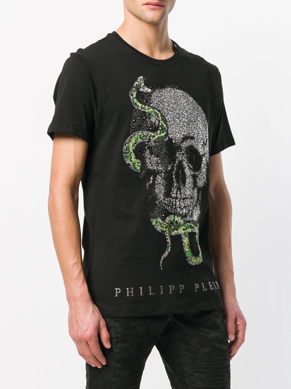 Philipp Plein Cotton Skull Snake Patch T-shirt in Black for Men - Lyst