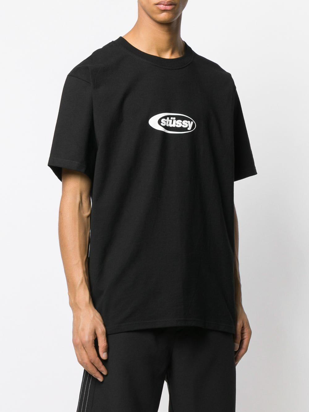 Stussy Logo Round Neck T-shirt in Black for Men - Lyst