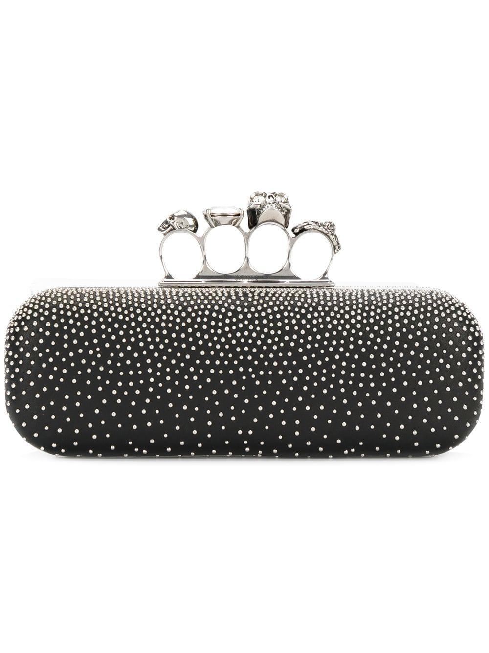 Alexander McQueen Leather Studded Fourring Clutch Bag in Black Lyst