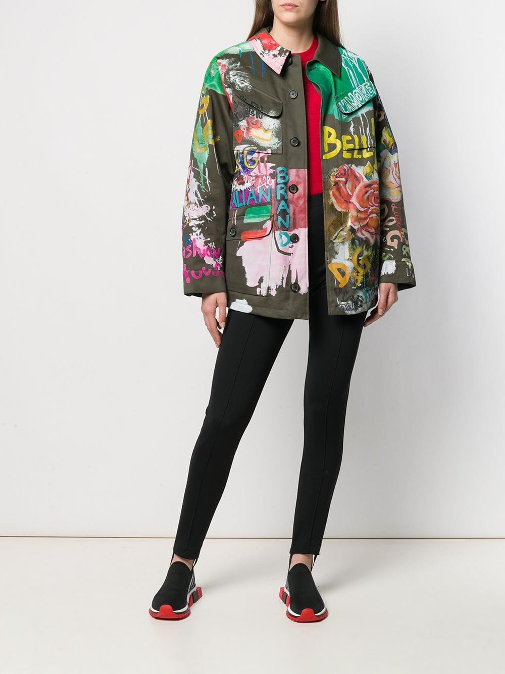 Dolce & Gabbana Graffiti Art Print Jacket in Green - Lyst