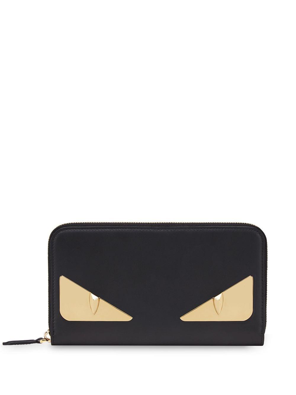 Fendi Leather Zipped Diabolic Eyes Wallet in Black for Men Lyst
