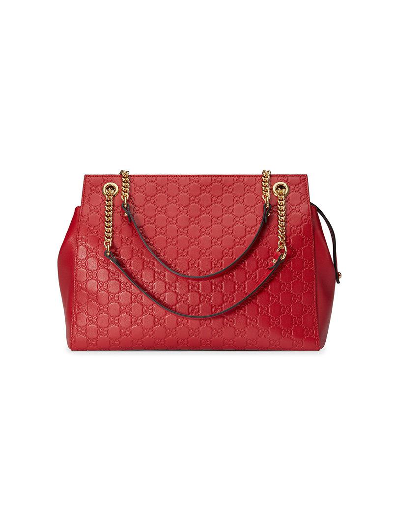 Lyst - Gucci Soft Signature Shoulder Bag in Red