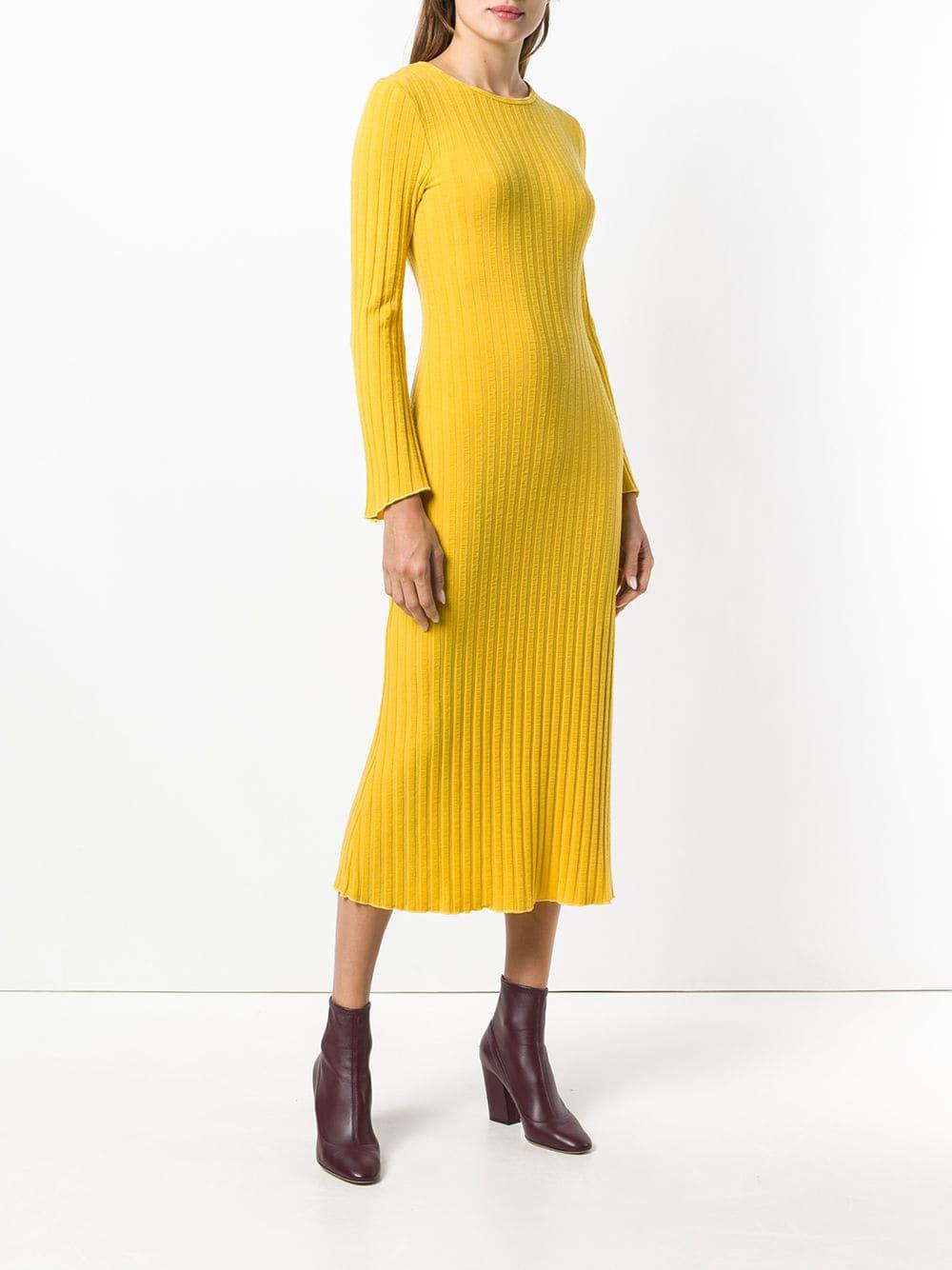 Lyst - Simon Miller Ribbed Knit Dress in Yellow
