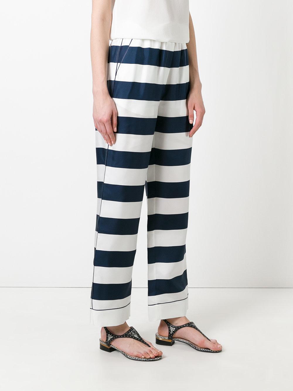 blue striped palazzo pants