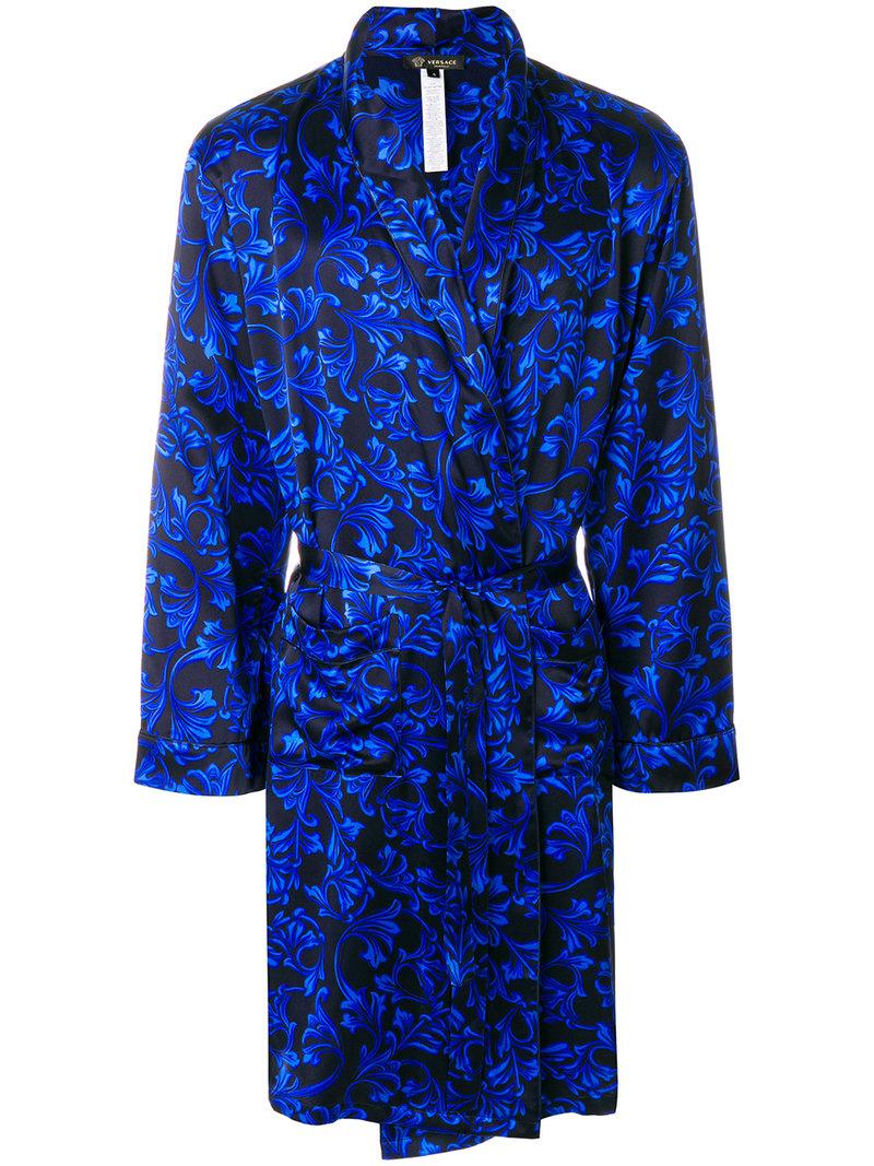 Lyst - Versace Baroque Print Dressing Gown in Blue for Men