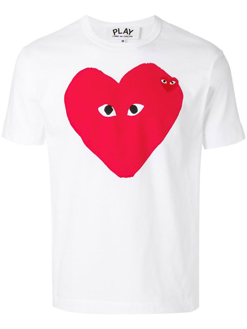 Lyst - Comme Des Garçons Play Heart Logo T-shirt in White for Men