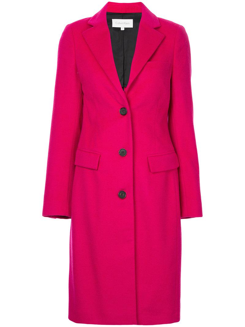 Lyst - Calvin Klein Single Breasted Coat in Red