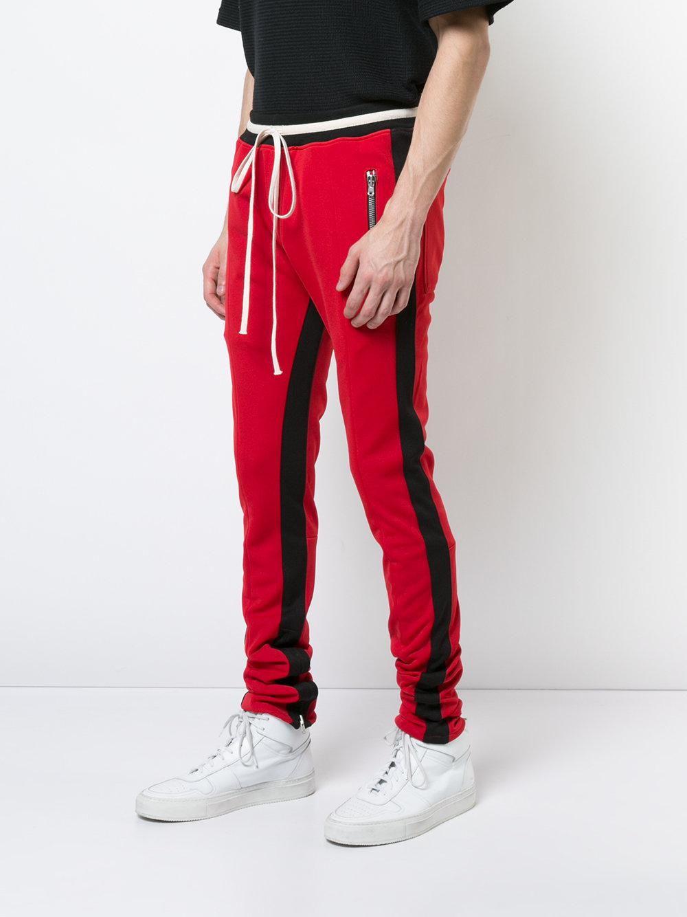 fear of god red track pants