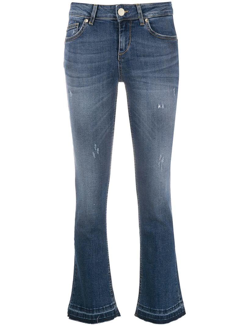 Liu Jo Cropped Flared Jeans in Blue - Lyst