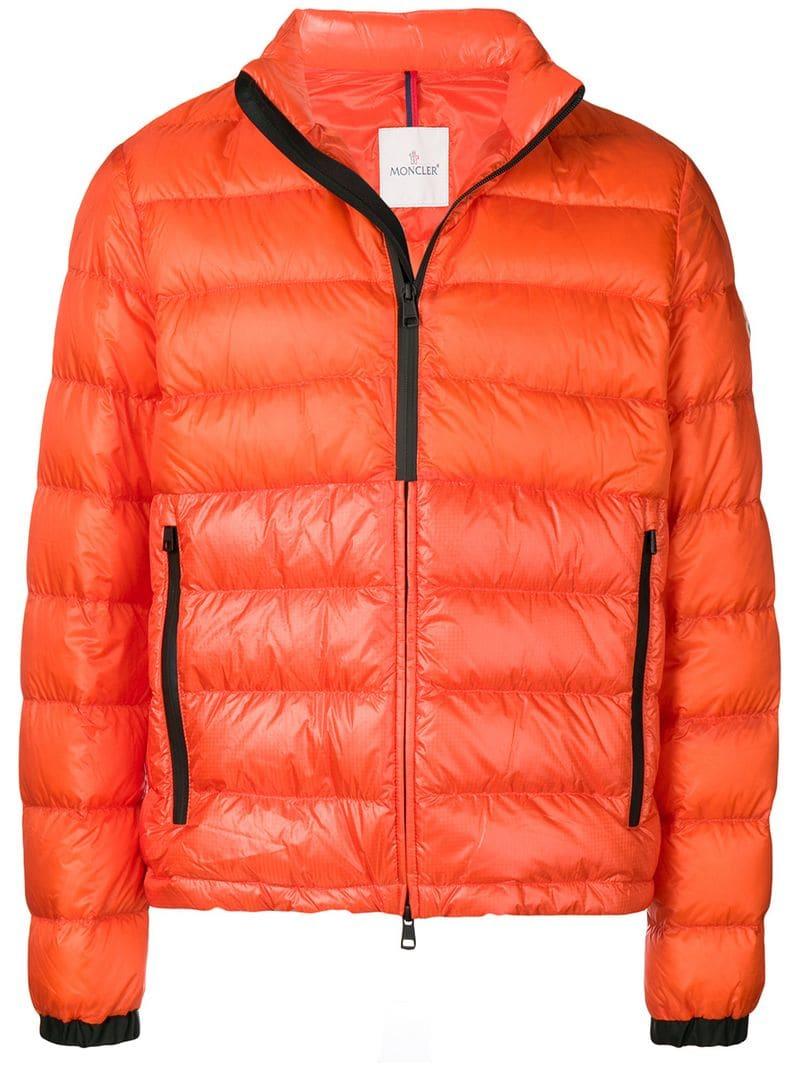 Moncler Short Puffer Jacket in Orange for Men - Lyst