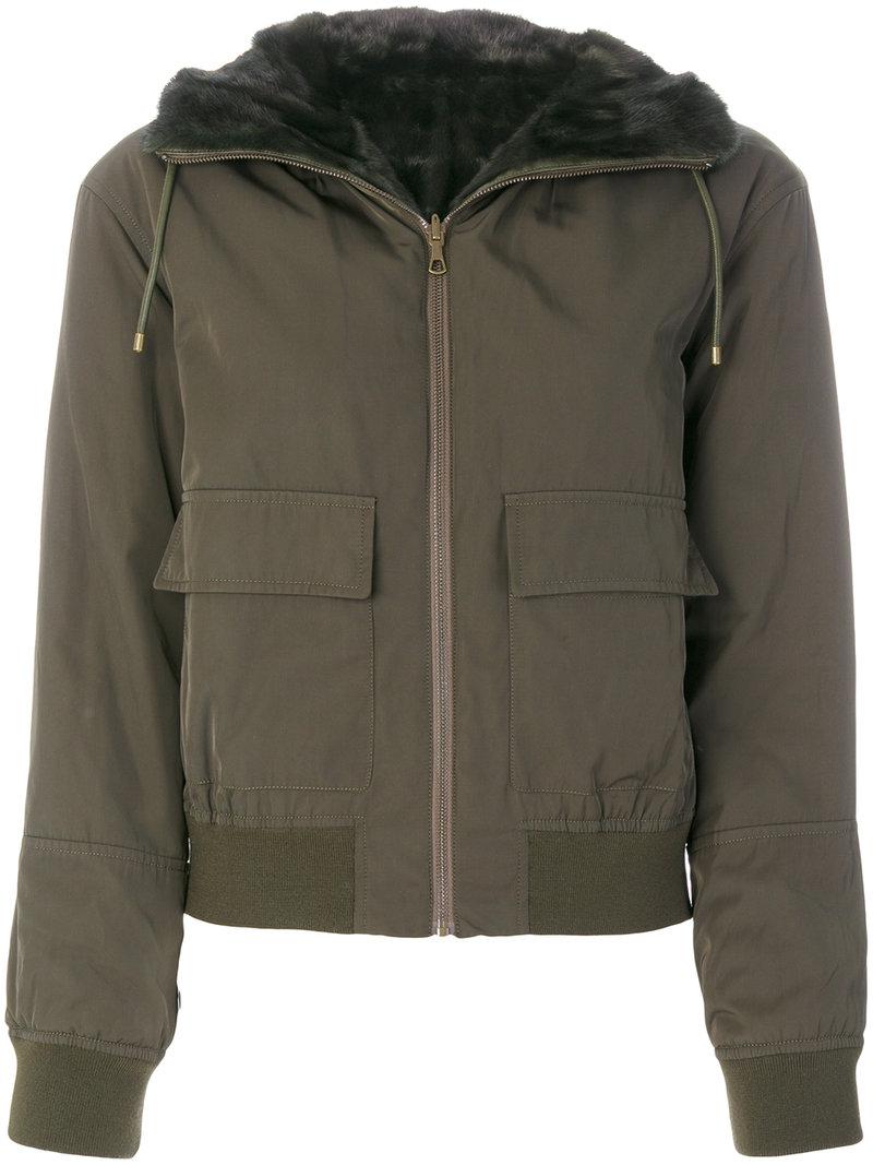 Lyst Army By Yves Salomon Lined Bomber Jacket in Green