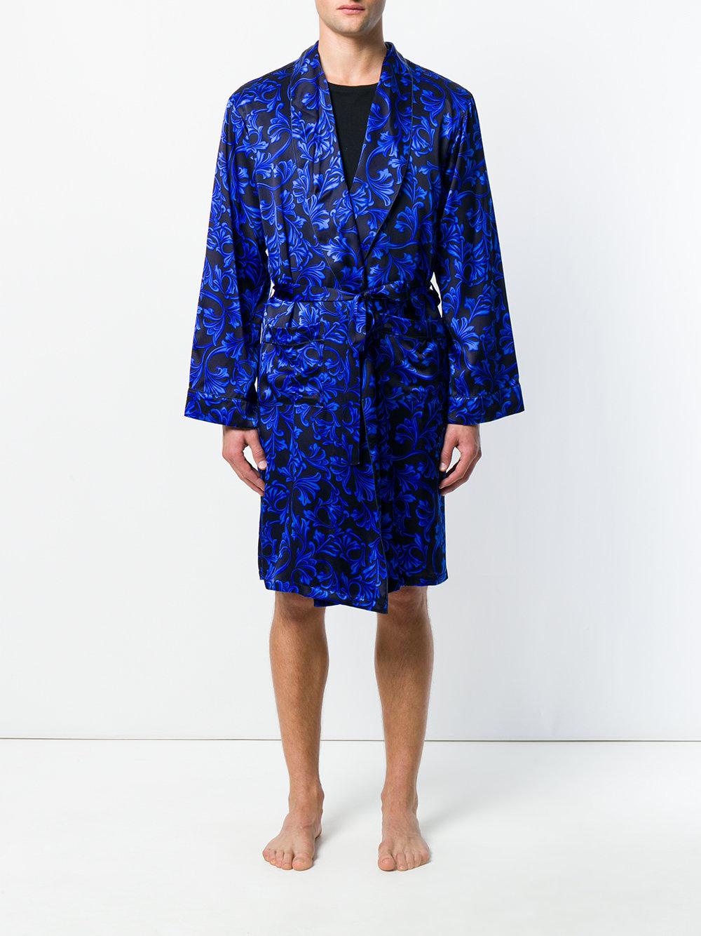 Versace Silk Baroque Print Dressing Gown in Blue for Men Lyst