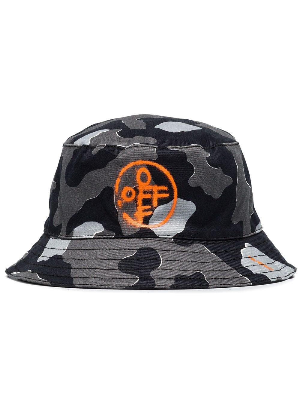OffWhite c/o Virgil Abloh Camouflage Print Bucket Hat in Gray for Men